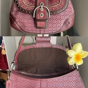 Coach Burgundy and Pink Shoulder Bag